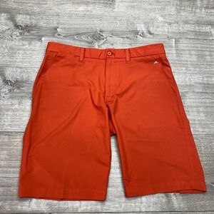 J.Lindeberg Shorts Mens 31 Orange Microfiber Chino Golf Performance 10 Inseam